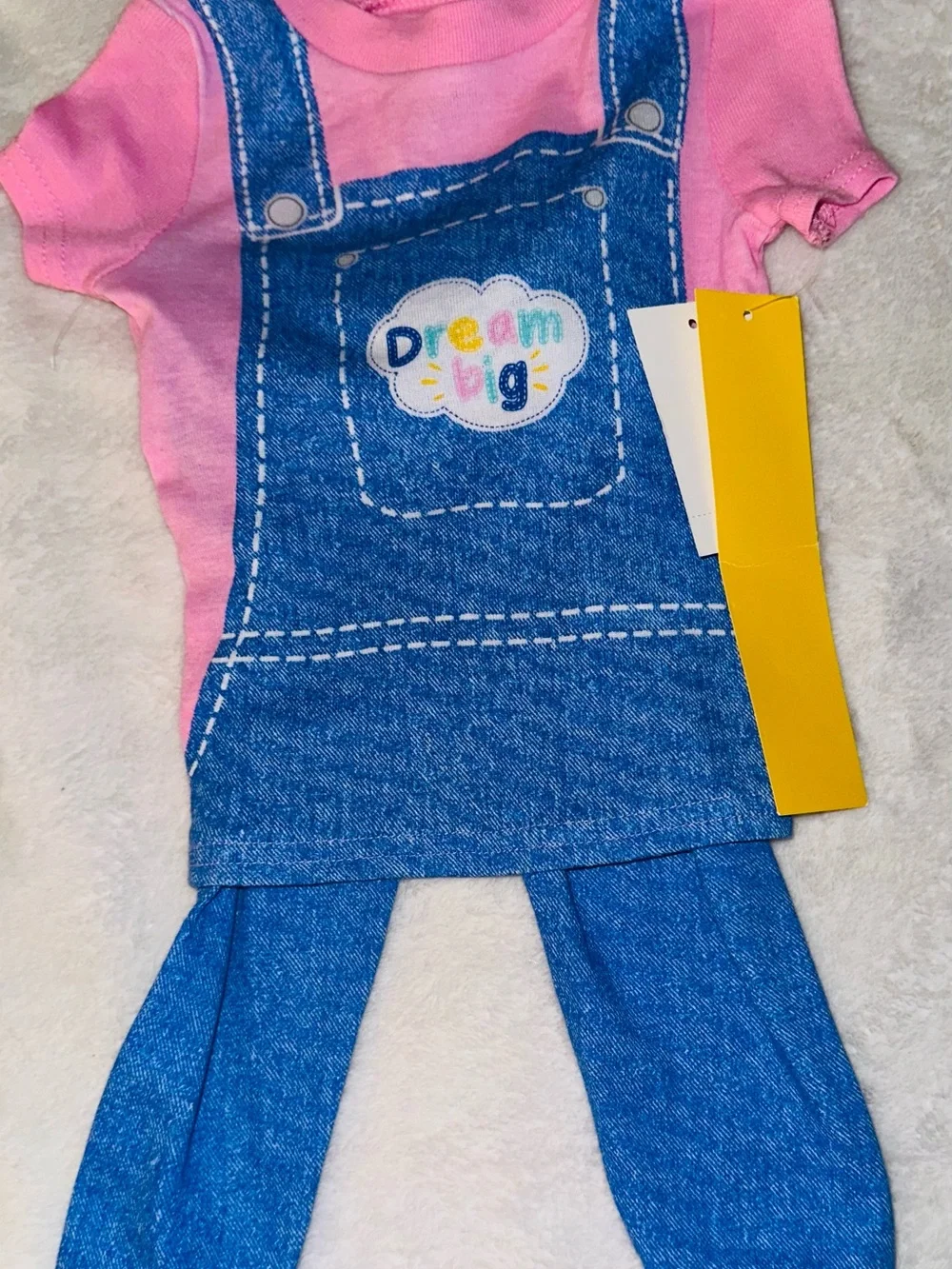 Rachel Pink Tee with Blue Overall-Print Top & Matching Leggings